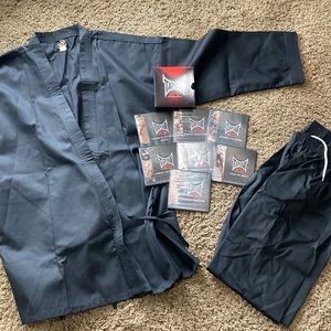 Brand new men’s Karate gi and workout dvd’s
